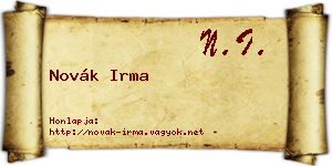 Novák Irma névjegykártya